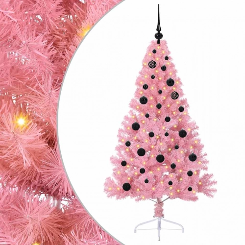 Mākslīgais Led Ziemassvētku Eglīte Su 150 Led Rozā 150 Cm Pvc Vidaxl