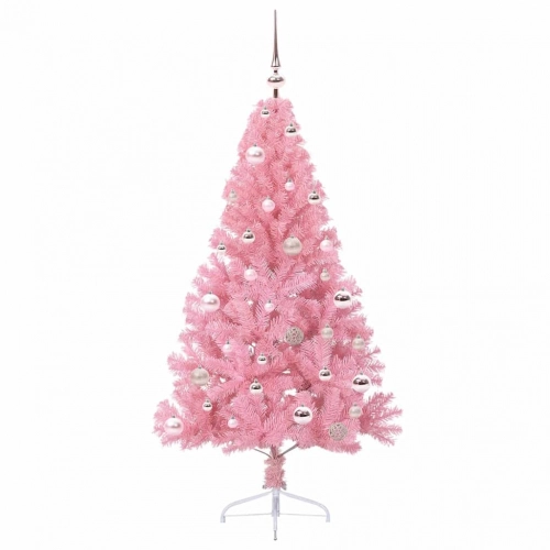 Mākslīgais Led Ziemassvētku Eglīte Su 150 Led Rozā 150 Cm Pvc Vidaxl