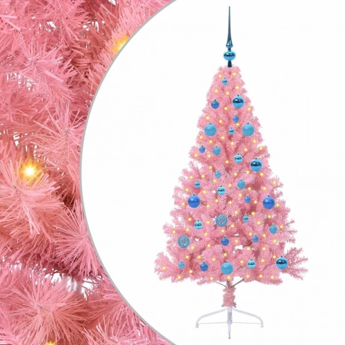 Mākslīgais Led Ziemassvētku Eglīte Su 150 Led Rozā 150 Cm Pvc Vidaxl