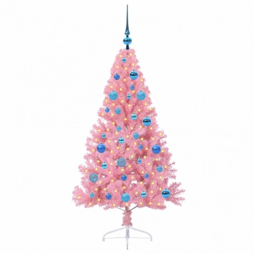 Mākslīgais Led Ziemassvētku Eglīte Su 150 Led Rozā 150 Cm Pvc Vidaxl