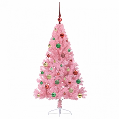 Mākslīgais Led Ziemassvētku Eglīte Su 150 Led Rozā 150 Cm Pvc Vidaxl