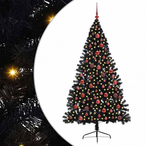 Mākslīgais Led Ziemassvētku Eglīte Su 300 Led Melna 180 Cm Pvc Vidaxl