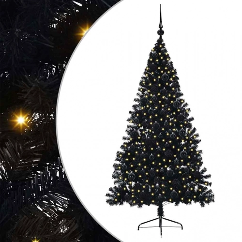 Mākslīgais Led Ziemassvētku Eglīte Su 300 Led Melna 180 Cm Pvc Vidaxl