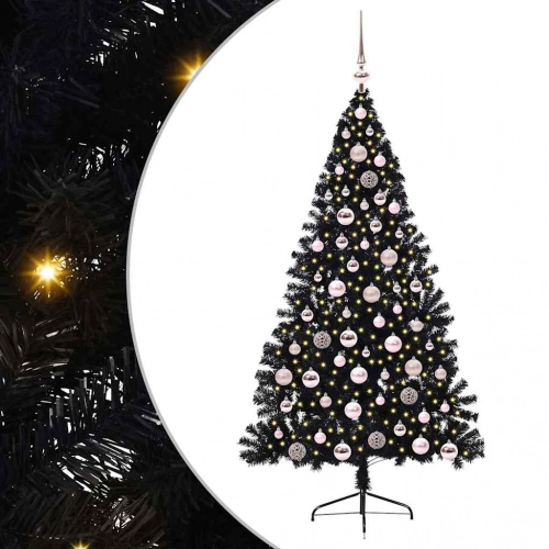 Mākslīgais Led Ziemassvētku Eglīte Su 300 Led Melna 180 Cm Pvc Vidaxl