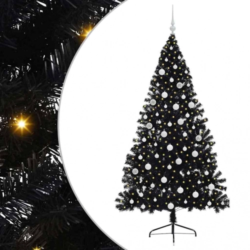 Mākslīgais Led Ziemassvētku Eglīte Su 300 Led Melna 180 Cm Pvc Vidaxl
