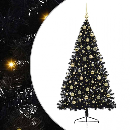 Mākslīgais Led Ziemassvētku Eglīte Su 300 Led Melna 180 Cm Pvc Vidaxl