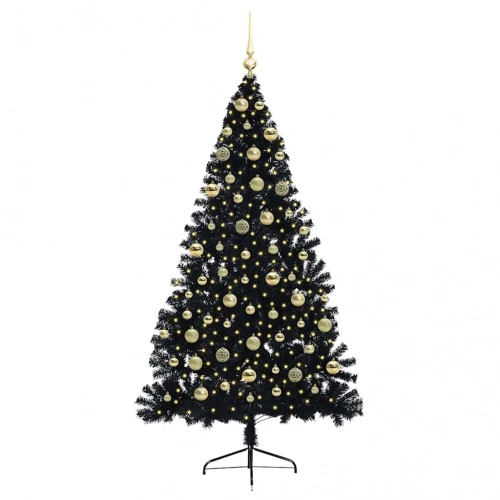 Mākslīgais Led Ziemassvētku Eglīte Su 300 Led Melna 180 Cm Pvc Vidaxl