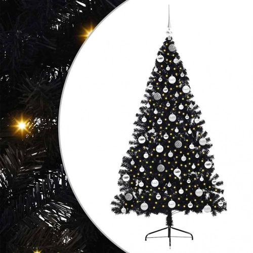 Mākslīgais Led Ziemassvētku Eglīte Su 300 Led Melna 180 Cm Pvc Vidaxl