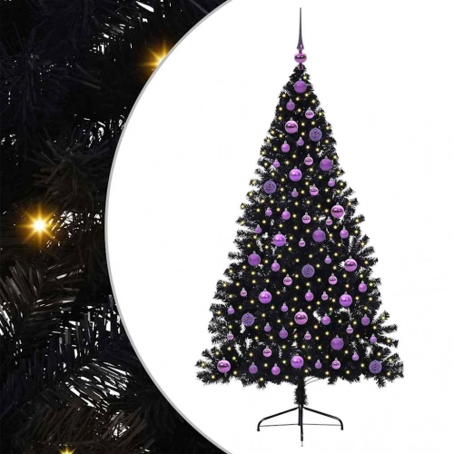 Mākslīgais Led Ziemassvētku Eglīte Su 300 Led Melna 180 Cm Pvc Vidaxl