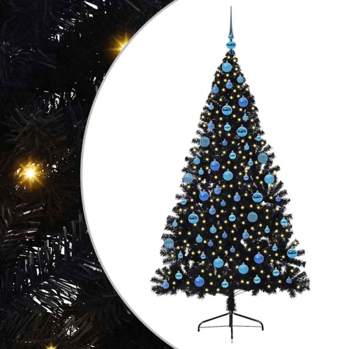 Mākslīgais Led Ziemassvētku Eglīte Su 300 Led Melna 180 Cm Pvc Vidaxl