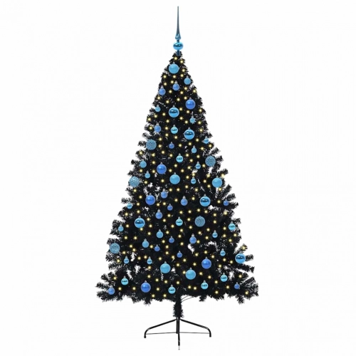 Mākslīgais Led Ziemassvētku Eglīte Su 300 Led Melna 180 Cm Pvc Vidaxl