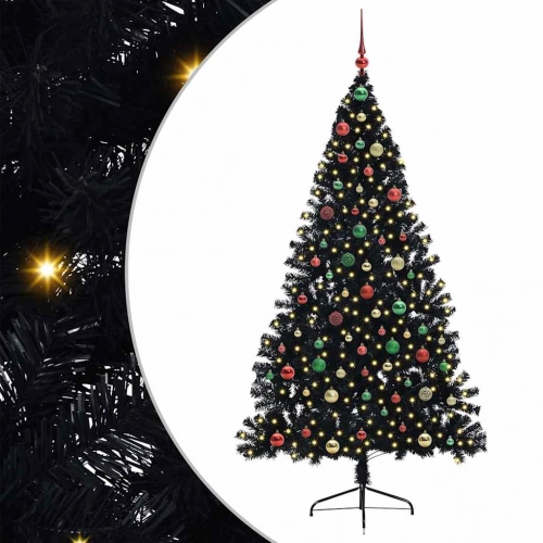 Mākslīgais Led Ziemassvētku Eglīte Su 300 Led Melna 180 Cm Pvc Vidaxl
