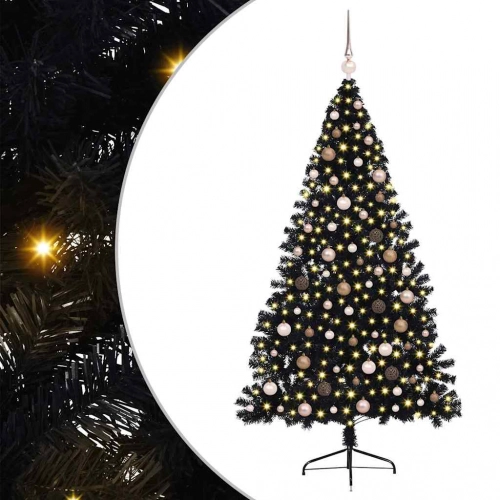 Mākslīgais Led Ziemassvētku Eglīte Su 300 Led Melna 210 Cm Pvc Vidaxl