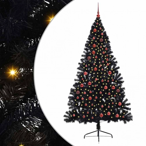 Mākslīgais Led Ziemassvētku Eglīte Su 300 Led Melna 210 Cm Pvc Vidaxl