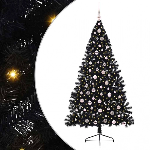 Mākslīgais Led Ziemassvētku Eglīte Su 300 Led Melna 210 Cm Pvc Vidaxl