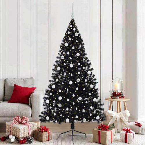 Mākslīgais Led Ziemassvētku Eglīte Su 300 Led Melna 210 Cm Pvc Vidaxl