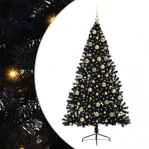 Mākslīgais Led Ziemassvētku Eglīte Su 300 Led Melna 210 Cm Pvc Vidaxl