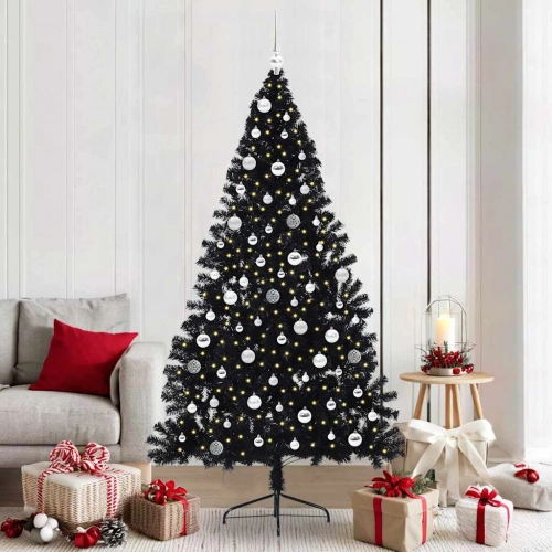 Mākslīgais Led Ziemassvētku Eglīte Su 300 Led Melna 210 Cm Pvc Vidaxl