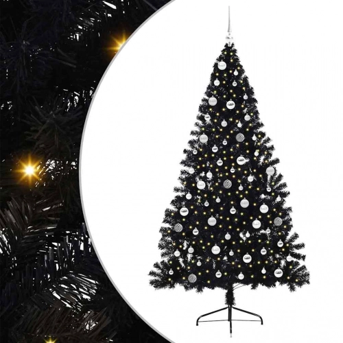 Mākslīgais Led Ziemassvētku Eglīte Su 300 Led Melna 210 Cm Pvc Vidaxl