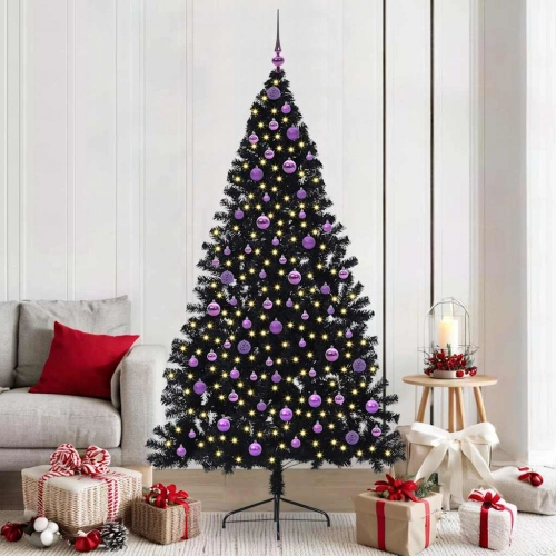 Mākslīgais Led Ziemassvētku Eglīte Su 300 Led Melna 210 Cm Pvc Vidaxl