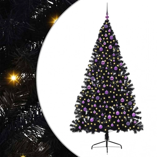 Mākslīgais Led Ziemassvētku Eglīte Su 300 Led Melna 210 Cm Pvc Vidaxl