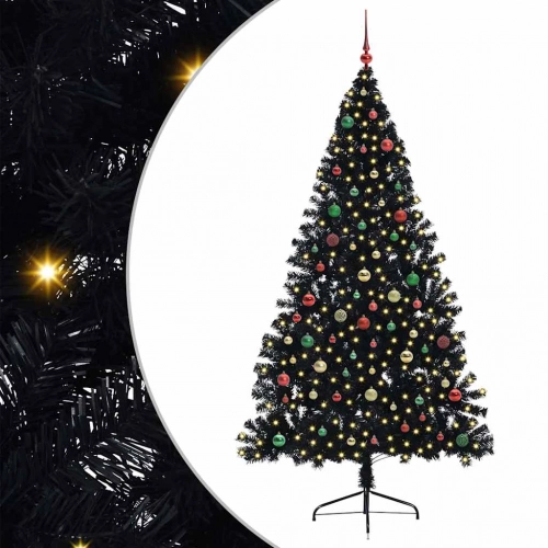 Mākslīgais Led Ziemassvētku Eglīte Su 300 Led Melna 210 Cm Pvc Vidaxl