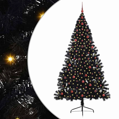 Mākslīgais Led Ziemassvētku Eglīte Su 300 Led Melna 240 Cm Pvc Vidaxl