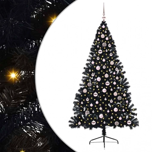 Mākslīgais Led Ziemassvētku Eglīte Su 300 Led Melna 240 Cm Pvc Vidaxl