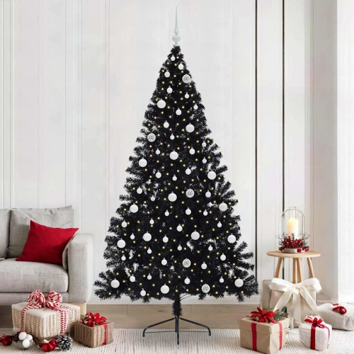 Mākslīgais Led Ziemassvētku Eglīte Su 300 Led Melna 240 Cm Pvc Vidaxl