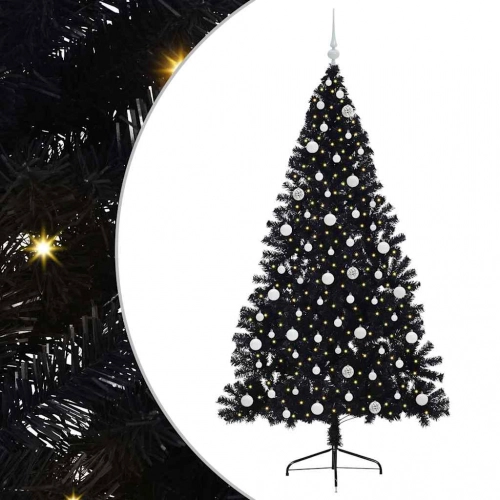 Mākslīgais Led Ziemassvētku Eglīte Su 300 Led Melna 240 Cm Pvc Vidaxl