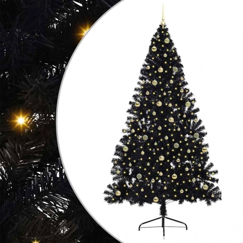 Mākslīgais Led Ziemassvētku Eglīte Su 300 Led Melna 240 Cm Pvc Vidaxl