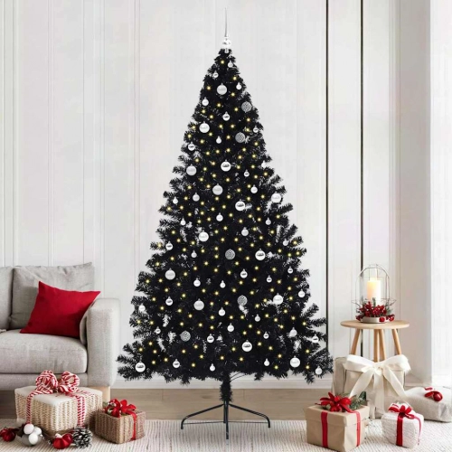 Mākslīgais Led Ziemassvētku Eglīte Su 300 Led Melna 240 Cm Pvc Vidaxl