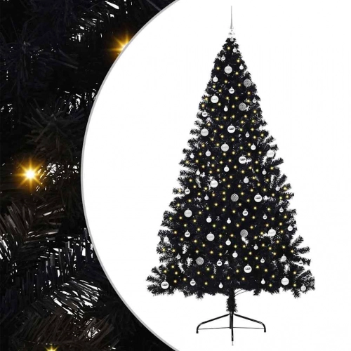 Mākslīgais Led Ziemassvētku Eglīte Su 300 Led Melna 240 Cm Pvc Vidaxl