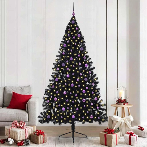 Mākslīgais Led Ziemassvētku Eglīte Su 300 Led Melna 240 Cm Pvc Vidaxl