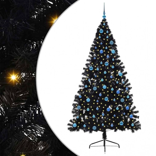 Mākslīgais Led Ziemassvētku Eglīte Su 300 Led Melna 240 Cm Pvc Vidaxl
