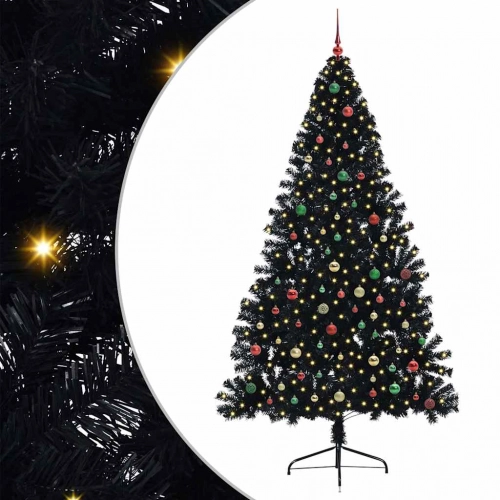 Mākslīgais Led Ziemassvētku Eglīte Su 300 Led Melna 240 Cm Pvc Vidaxl