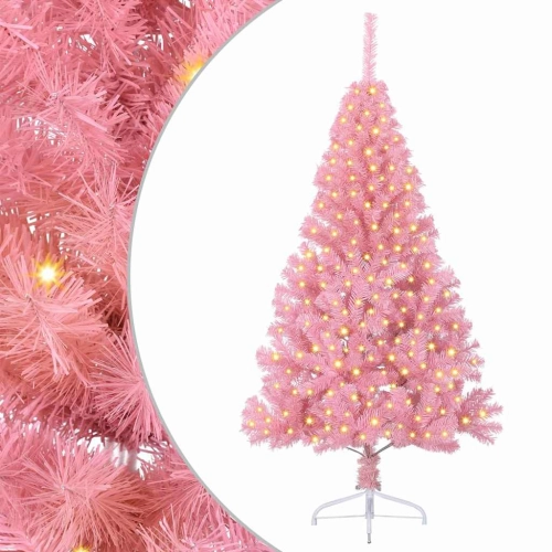 Mākslīgais Led Ziemassvētku Eglīte Su 300 Led Rozā 180 Cm Pvc Vidaxl
