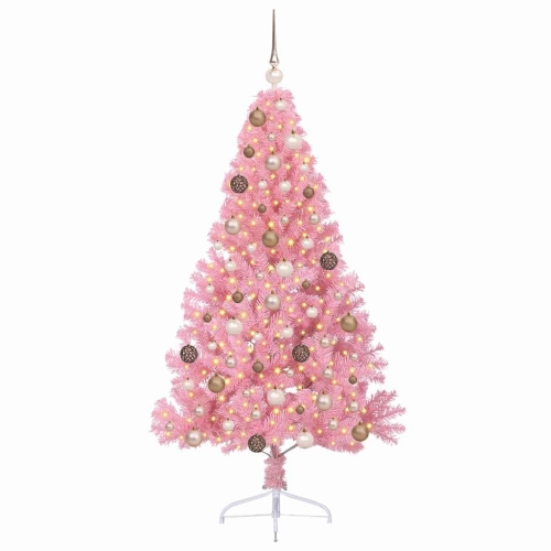 Mākslīgais Led Ziemassvētku Eglīte Su 300 Led Rozā 180 Cm Pvc Vidaxl