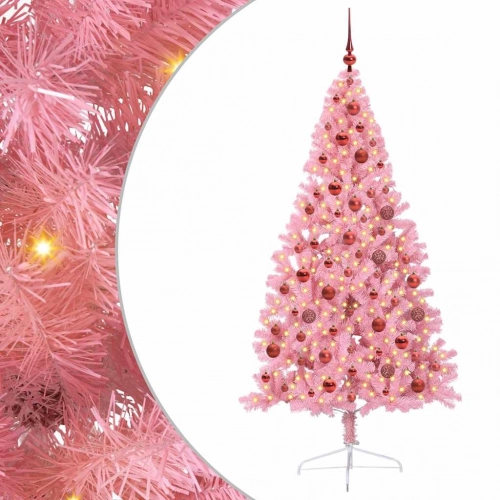 Mākslīgais Led Ziemassvētku Eglīte Su 300 Led Rozā 180 Cm Pvc Vidaxl