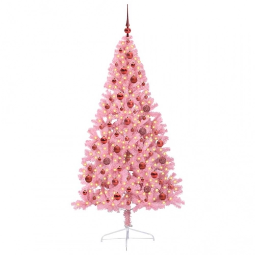 Mākslīgais Led Ziemassvētku Eglīte Su 300 Led Rozā 180 Cm Pvc Vidaxl