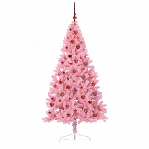 Mākslīgais Led Ziemassvētku Eglīte Su 300 Led Rozā 180 Cm Pvc Vidaxl