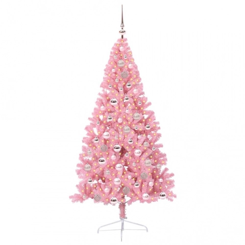 Mākslīgais Led Ziemassvētku Eglīte Su 300 Led Rozā 180 Cm Pvc Vidaxl