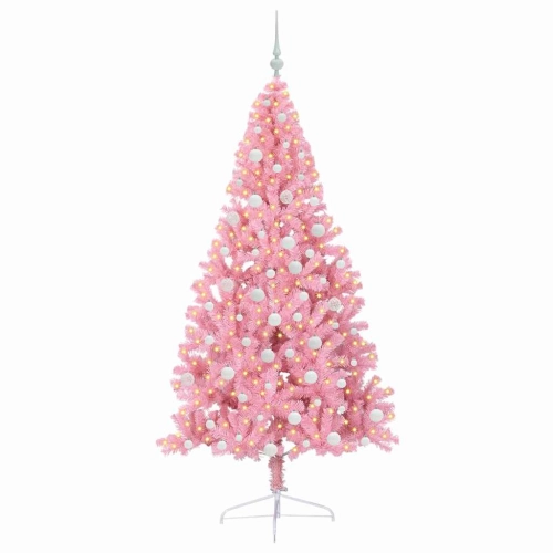 Mākslīgais Led Ziemassvētku Eglīte Su 300 Led Rozā 180 Cm Pvc Vidaxl