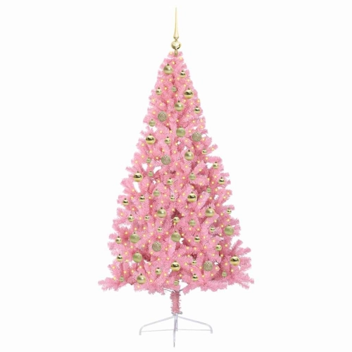 Mākslīgais Led Ziemassvētku Eglīte Su 300 Led Rozā 180 Cm Pvc Vidaxl