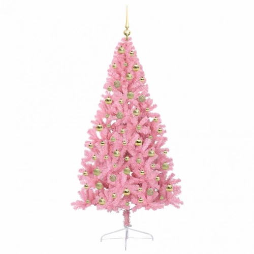 Mākslīgais Led Ziemassvētku Eglīte Su 300 Led Rozā 180 Cm Pvc Vidaxl