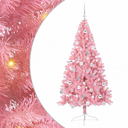Mākslīgais Led Ziemassvētku Eglīte Su 300 Led Rozā 180 Cm Pvc Vidaxl