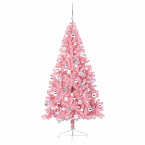 Mākslīgais Led Ziemassvētku Eglīte Su 300 Led Rozā 180 Cm Pvc Vidaxl