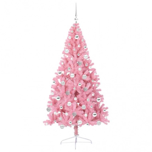 Mākslīgais Led Ziemassvētku Eglīte Su 300 Led Rozā 180 Cm Pvc Vidaxl