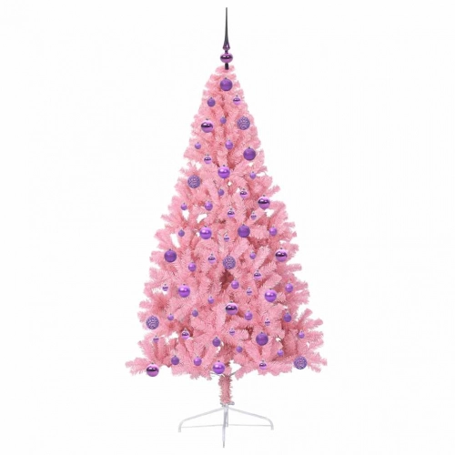 Mākslīgais Led Ziemassvētku Eglīte Su 300 Led Rozā 180 Cm Pvc Vidaxl