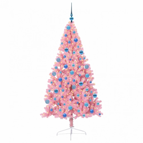Mākslīgais Led Ziemassvētku Eglīte Su 300 Led Rozā 180 Cm Pvc Vidaxl